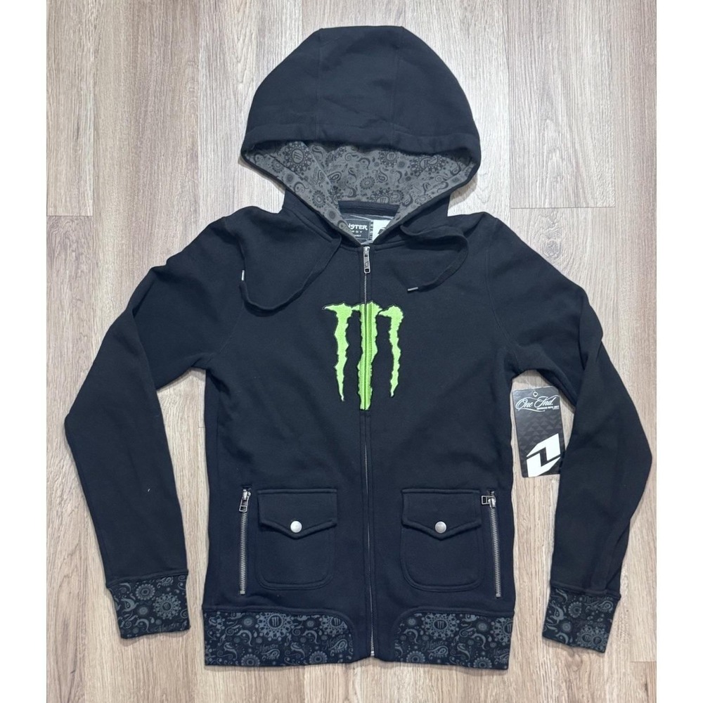 Y2K One Industries Monster Energy Drink Zip Up Women Hoodie Size M
